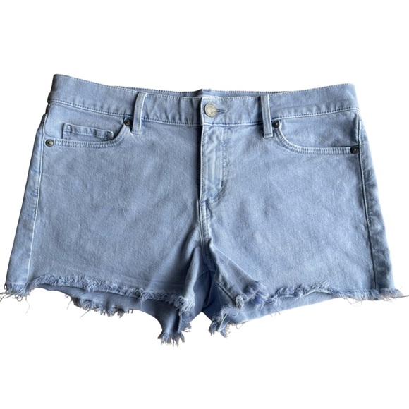 LOFT Light Wash Cut Off Denim Shorts – Frayed Hem, Stretchy, Size 8 (29) - Picture 2 of 10